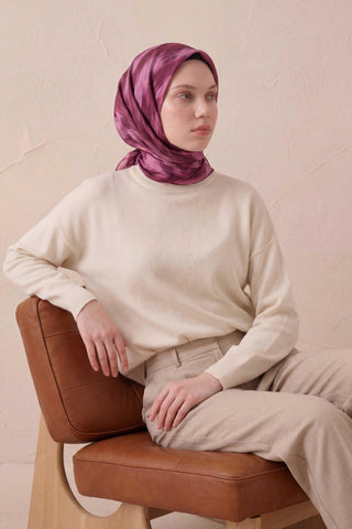 Pamuk Karışımlı Soft Eşarp Soyut Fırça Desen Pembe 90X90 | Silk Home - Soft Eşarp - | Silk Home