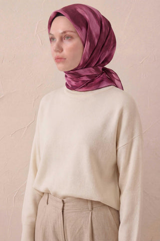 Pamuk Karışımlı Soft Eşarp Soyut Fırça Desen Pembe 90X90 | Silk Home - Soft Eşarp - | Silk Home