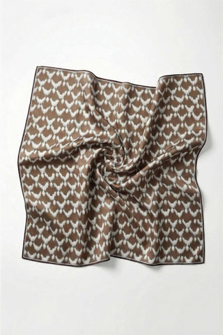 Pamuk Karışımlı Soft Eşarp Zikzak Akış Desen Haki 90x90 - Soft Eşarp - | Silk Home