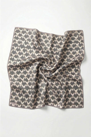 Cotton Blend Scarf, Silver Geometric Triangle Pattern, Soft Texture, Non-Slip, 90x90 cm.