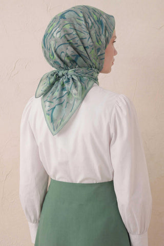 Pamuk Karışımlı Soft Eşarp Fırça Darbeli Desen Açık Gri 90x90 - Soft Eşarp - | Silk Home