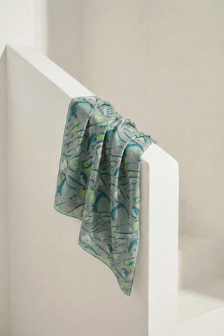 Pamuk Karışımlı Soft Eşarp Fırça Darbeli Desen Açık Gri 90x90 - Soft Eşarp - | Silk Home