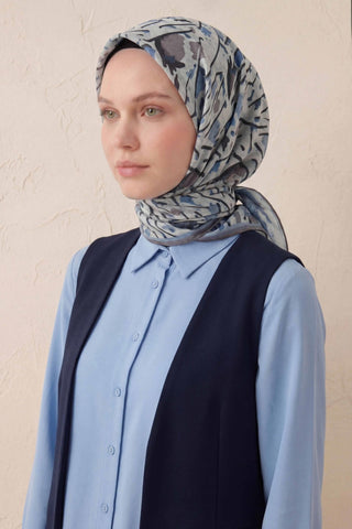 Pamuk Karışımlı Soft Eşarp Fırça Darbeli Desen Kırık Beyaz 90x90 - Soft Eşarp - | Silk Home