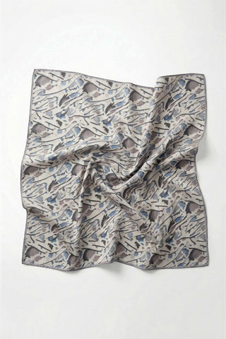 Pamuk Karışımlı Soft Eşarp Fırça Darbeli Desen Kırık Beyaz 90x90 - Soft Eşarp - | Silk Home