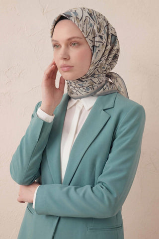 Pamuk Karışımlı Soft Eşarp Fırça Darbeli Desen Ekru 90x90 - Soft Eşarp - | Silk Home