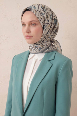 Pamuk Karışımlı Soft Eşarp Fırça Darbeli Desen Ekru 90x90 - Soft Eşarp - | Silk Home