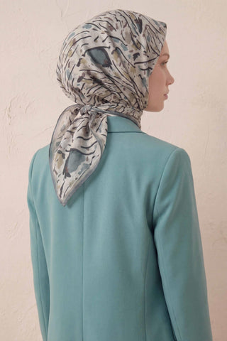 Pamuk Karışımlı Soft Eşarp Fırça Darbeli Desen Ekru 90x90 - Soft Eşarp - | Silk Home