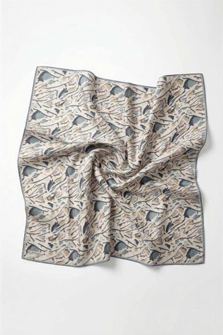 Pamuk Karışımlı Soft Eşarp Fırça Darbeli Desen Ekru 90x90 - Soft Eşarp - | Silk Home