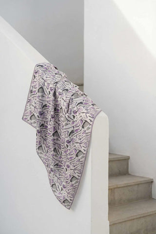 Pamuk Karışımlı Soft Eşarp Fırça Darbeli Desen Silver 90x90 - Soft Eşarp - | Silk Home