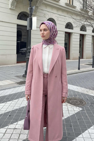 Pamuk Karışımlı Soft Eşarp Fırça Darbeli Desen Pudra Vizon 90x90 - Soft Eşarp - | Silk Home