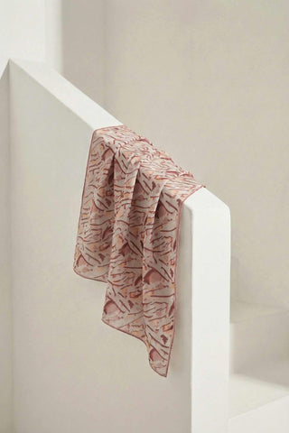 Pamuk Karışımlı Soft Eşarp Fırça Darbeli Desen Uçuk Gri 90x90 - Soft Eşarp - | Silk Home