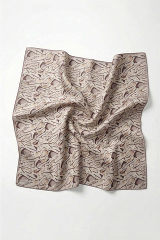 Cotton Blend Scarf, Silver Geometric Triangle Pattern, Soft Texture, Non-Slip, 90x90 cm.