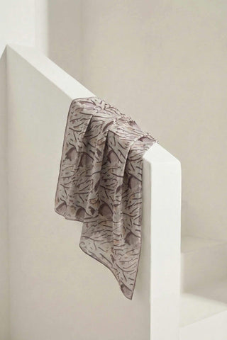 Cotton Blend Scarf, Silver Geometric Triangle Pattern, Soft Texture, Non-Slip, 90x90 cm.
