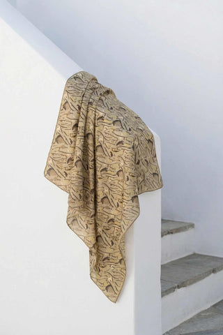 Pamuk Karışımlı Soft Eşarp Fırça Darbeli Desen Yeşil Bej 90x90 - Soft Eşarp - | Silk Home