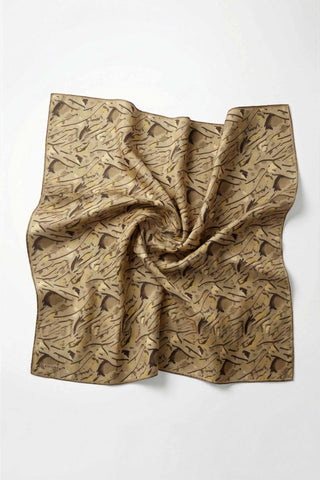 Pamuk Karışımlı Soft Eşarp Fırça Darbeli Desen Yeşil Bej 90x90 - Soft Eşarp - | Silk Home