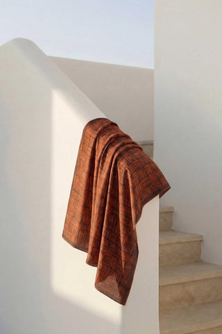 Pamuk Karışımlı Soft Eşarp Çizgi Desen Pas Rengi 90x90 - Soft Eşarp - | Silk Home