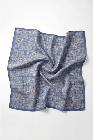 Pamuk Karışımlı Soft Eşarp Çizgi Desen Mavi 90x90 - Soft Eşarp - | Silk Home