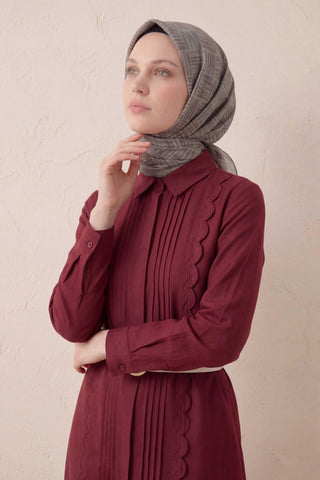 Pamuk Karışımlı Soft Eşarp Çizgi Desen Açık Gri 90x90 - Soft Eşarp - | Silk Home