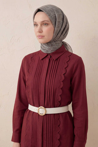 Pamuk Karışımlı Soft Eşarp Çizgi Desen Açık Gri 90x90 - Soft Eşarp - | Silk Home