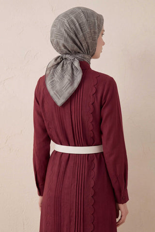 Pamuk Karışımlı Soft Eşarp Çizgi Desen Açık Gri 90x90 - Soft Eşarp - | Silk Home