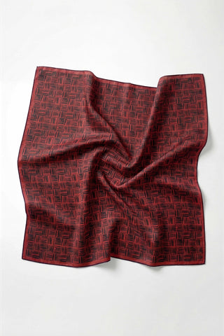 Pamuk Karışımlı Soft Eşarp Çizgi Desen Koyu Kırmızı 90x90 - Soft Eşarp - | Silk Home