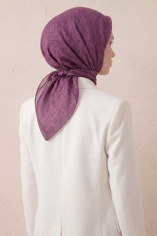Pamuk Karışımlı Soft Eşarp Çizgi Desen Eflatun 90x90 | Silk Home - Soft Eşarp - | Silk Home