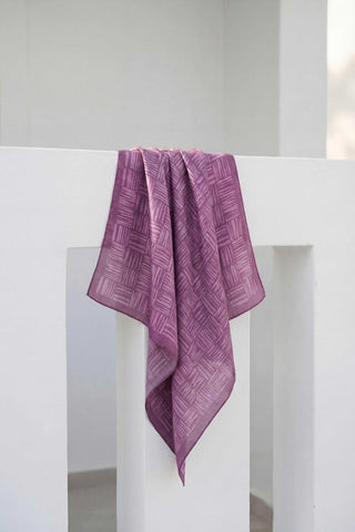 Pamuk Karışımlı Soft Eşarp Çizgi Desen Eflatun 90x90 | Silk Home - Soft Eşarp - | Silk Home