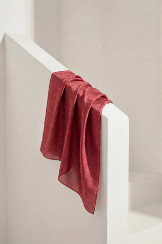 Pamuk Karışımlı Soft Eşarp Çizgi Desen Kırmızı 90x90