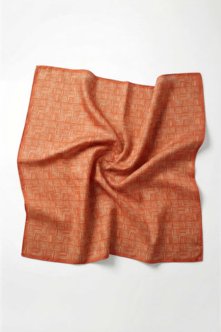 Pamuk Karışımlı Soft Eşarp Çizgi Desen Kiremit 90x90 - Soft Eşarp - | Silk Home