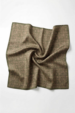 Pamuk Karışımlı Soft Eşarp Çizgi Desen Koyu Yeşil 90x90 - Soft Eşarp - | Silk Home