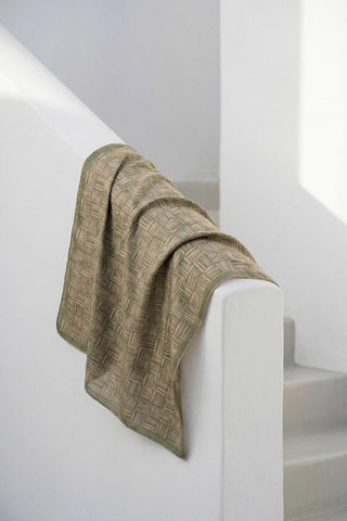 Pamuk Karışımlı Soft Eşarp Çizgi Desen Koyu Yeşil 90x90 - Soft Eşarp - | Silk Home