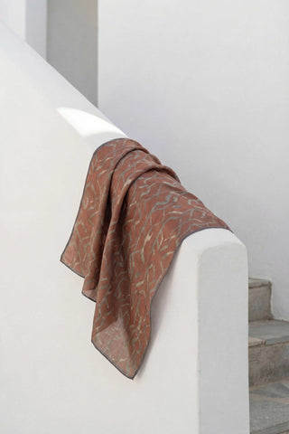Pamuk Karışımlı Soft Eşarp Başak Desen Taba 90x90 - Soft Eşarp - | Silk Home
