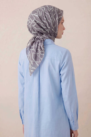 Pamuk Karışımlı Soft Eşarp Başak Desen Soluk Mor 90x90 - Soft Eşarp - | Silk Home