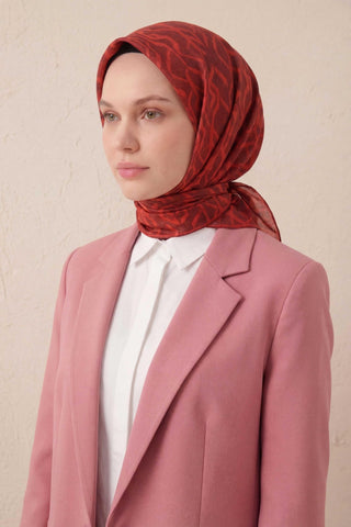 Pamuk Karışımlı Soft Eşarp Başak Desen Bordo 90x90 - Soft Eşarp - | Silk Home