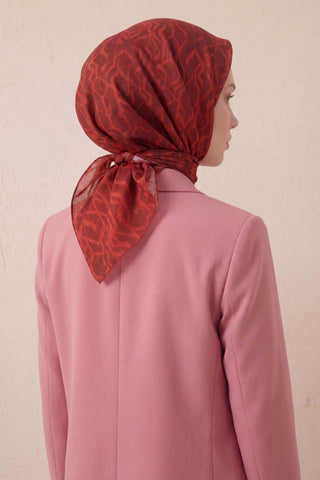 Pamuk Karışımlı Soft Eşarp Başak Desen Bordo 90x90 - Soft Eşarp - | Silk Home
