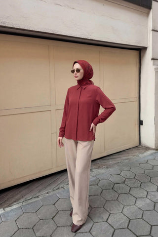 Pamuk Karışımlı Soft Eşarp Başak Desen Bordo 90x90 - Soft Eşarp - | Silk Home