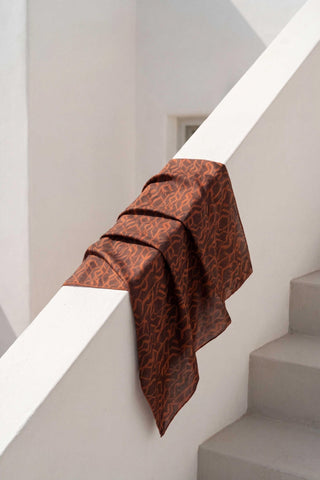 Pamuk Karışımlı Soft Eşarp Başak Desen Kiremit 90x90 - Soft Eşarp - | Silk Home