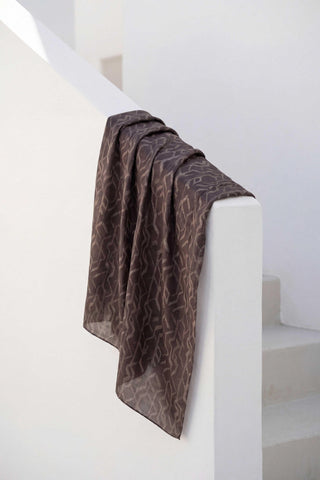Pamuk Karışımlı Soft Eşarp Başak Desen Acı Kahve 90x90 - Soft Eşarp - | Silk Home