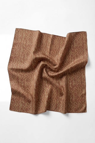 Pamuk Karışımlı Soft Eşarp Başak Desen Kahve Taba 90x90 - Soft Eşarp - | Silk Home