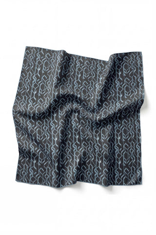 Pamuk Karışımlı Soft Eşarp Başak Desen Siyah Mavi 90x90 - Soft Eşarp - | Silk Home