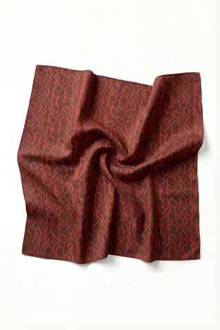Pamuk Karışımlı Soft Eşarp Başak Desen Kiremit Kırmızı 90x90 - Soft Eşarp - | Silk Home