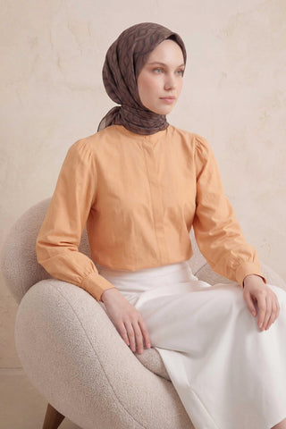 Pamuk Karışımlı Soft Eşarp Başak Desen Yeşil Kahve 90x90 - Soft Eşarp - | Silk Home
