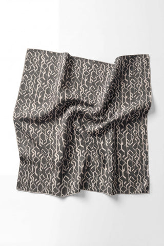 Pamuk Karışımlı Soft Eşarp Başak Desen Siyah 90x90 - Soft Eşarp - | Silk Home