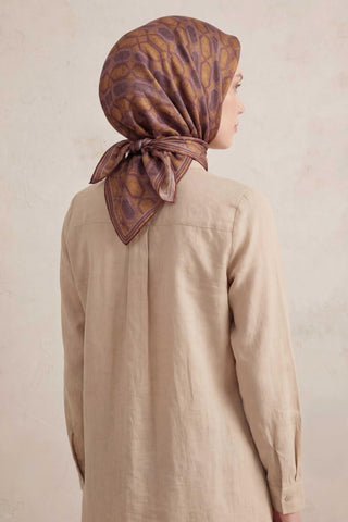 Pamuk Karışımlı Soft Eşarp Osmanlı Motif Desen Gül Kurusu 90x90 - Soft Eşarp - | Silk Home