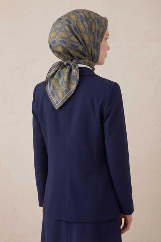Pamuk Karışımlı Soft Eşarp Osmanlı Motif Desen Zümrüt Yeşili 90x90 - Soft Eşarp - | Silk Home