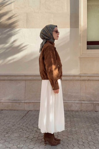 Pamuk Karışımlı Soft Eşarp Osmanlı Motif Desen Zümrüt Yeşili 90x90 - Soft Eşarp - | Silk Home