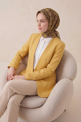 Pamuk Karışımlı Soft Eşarp Osmanlı Motif Desen Vizon 90x90 - Soft Eşarp - | Silk Home