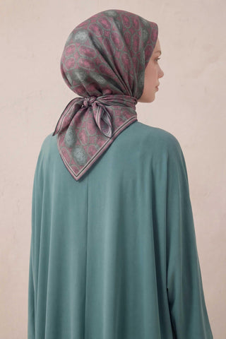 Pamuk Karışımlı Soft Eşarp Osmanlı Motif Desen Patina Yeşili 90x90 - Soft Eşarp - | Silk Home