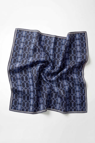 Pamuk Karışımlı Soft Eşarp Osmanlı Motif Desen Lacivert 90x90 - Soft Eşarp - | Silk Home