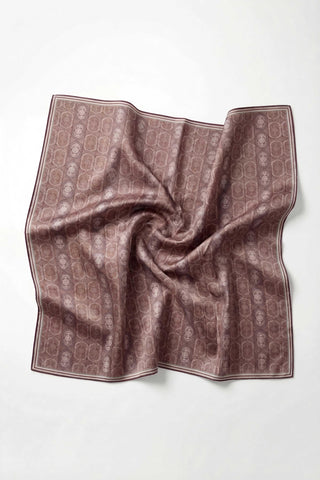 Pamuk Karışımlı Soft Eşarp Osmanlı Motif Desen Kahverengi 90x90 - Soft Eşarp - | Silk Home